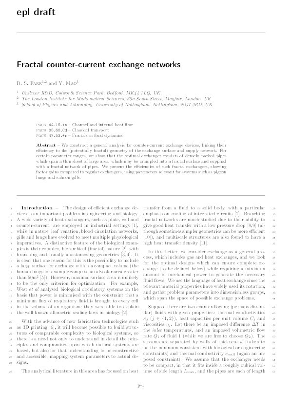 Optimal Counter-current exchange networks Thumbnail
