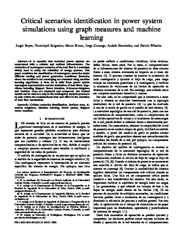 Critical scenarios identification in power system simulations using graph measures and machine learning Thumbnail