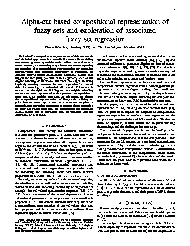 Alpha-cut based compositional representation of fuzzy sets and exploration of associated fuzzy set regression Thumbnail