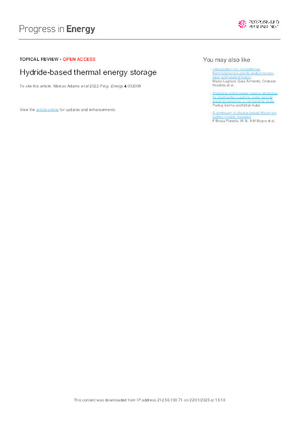 Hydride-based thermal energy storage Thumbnail