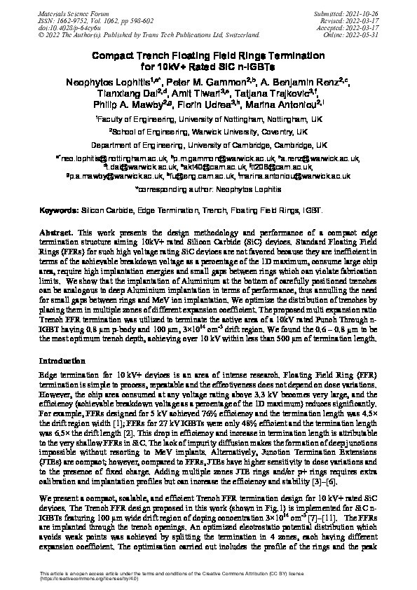 Compact Trench Floating Field Rings Termination for 10kV+ Rated SiC n-IGBTs Thumbnail