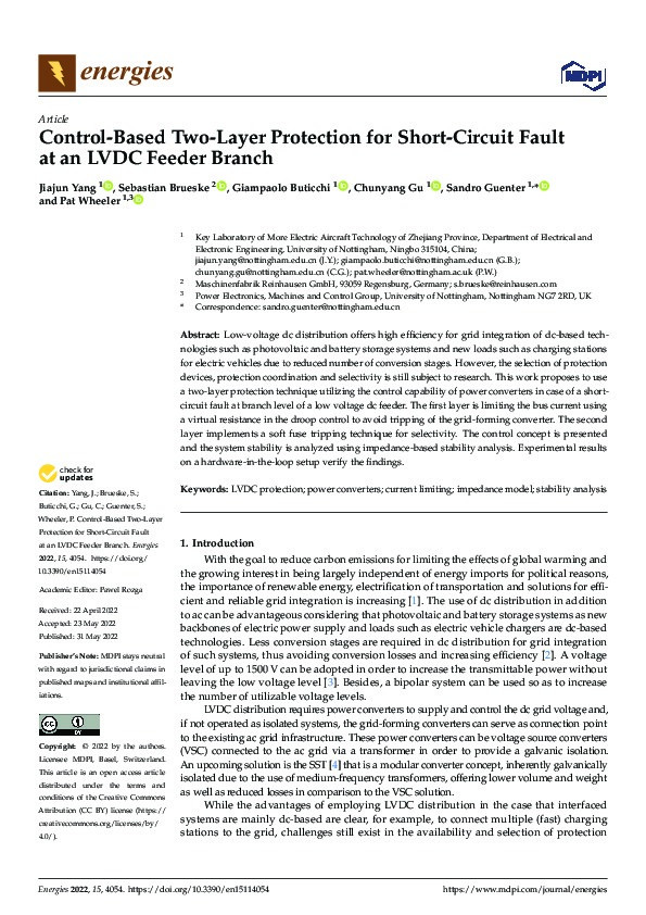 Control-Based Two-Layer Protection for Short-Circuit Fault at an LVDC Feeder Branch Thumbnail