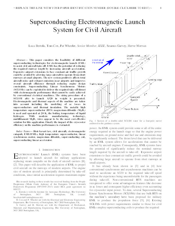 Superconducting electromagnetic launch system for civil aircraft Thumbnail
