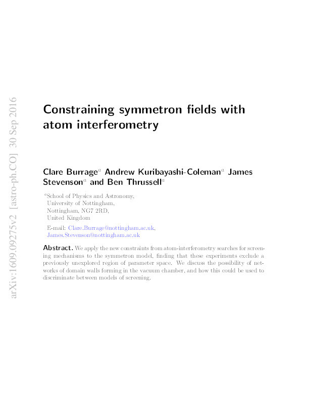 Constraining symmetron fields with atom interferometry Thumbnail