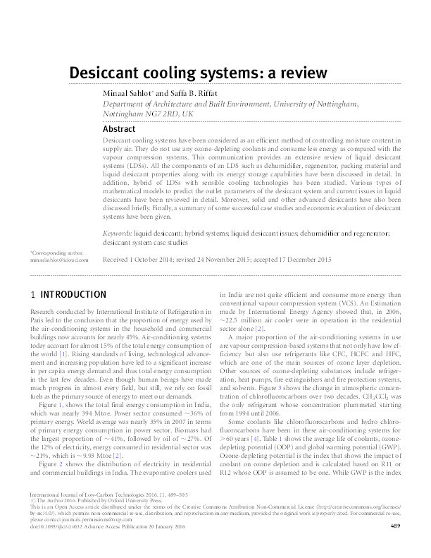 Desiccant cooling systems: a review Thumbnail