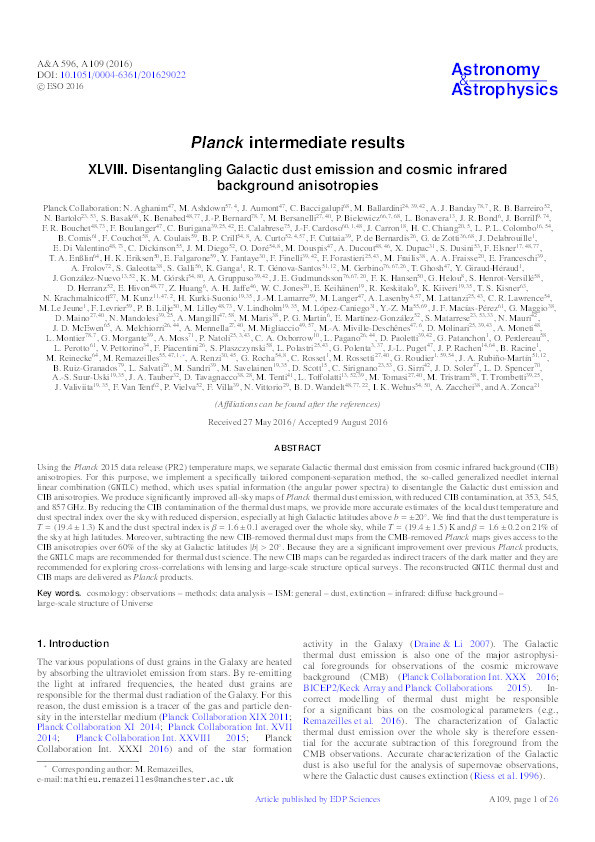 Planck intermediate results. XLVIII. Disentangling Galactic dust emission and cosmic infrared background anisotropies Thumbnail