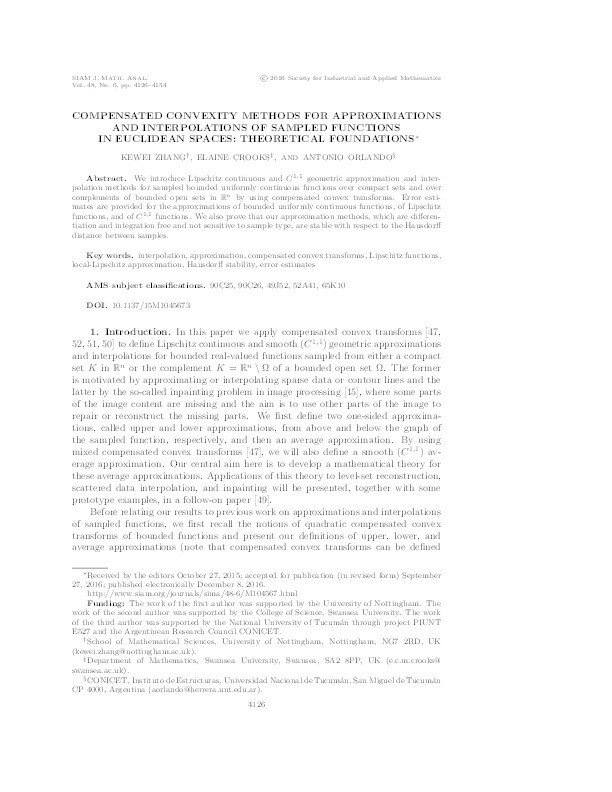 Compensated convexity methods for approximations and interpolations of sampled functions in Euclidean spaces: theoretical foundations Thumbnail