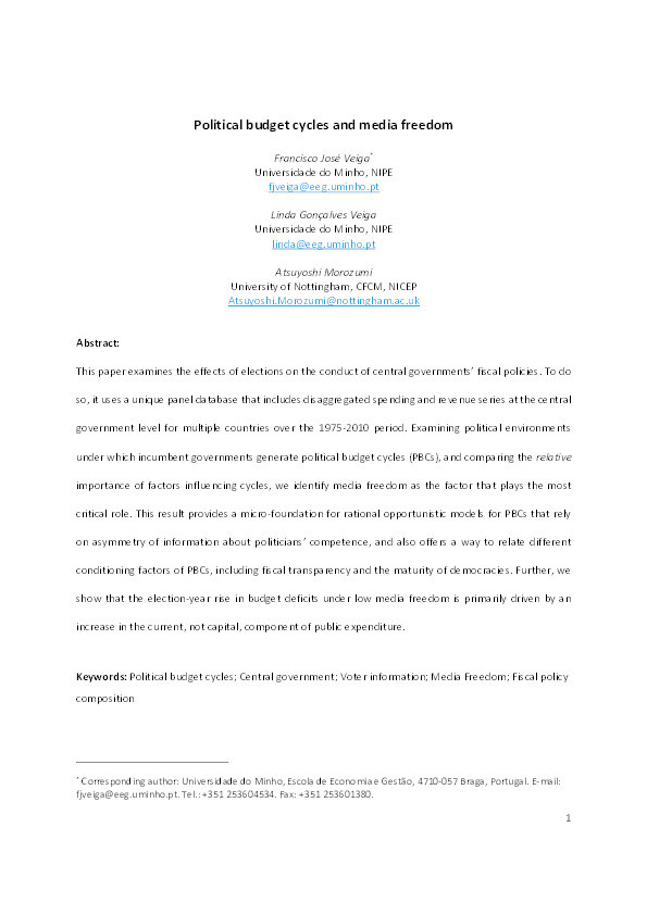 Political budget cycles and media freedom Thumbnail