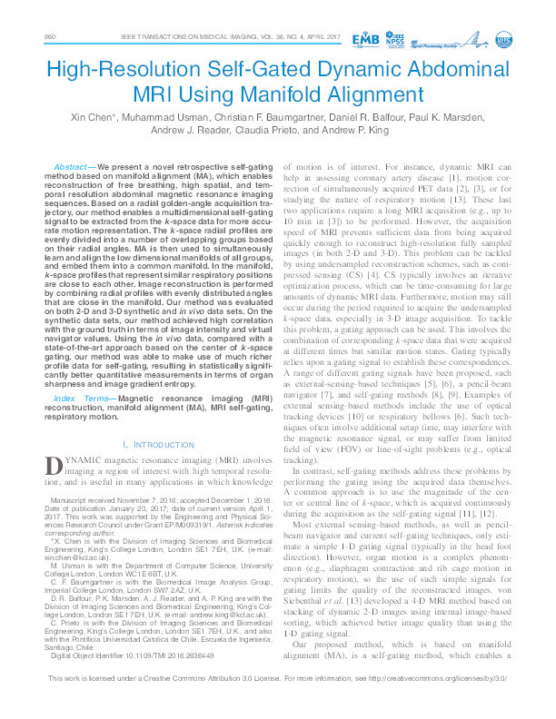 High-resolution self-gated dynamic abdominal MRI using manifold alignment Thumbnail