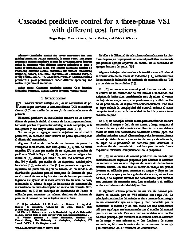 Cascaded predictive control for a three-phase VSI with different cost functions Thumbnail