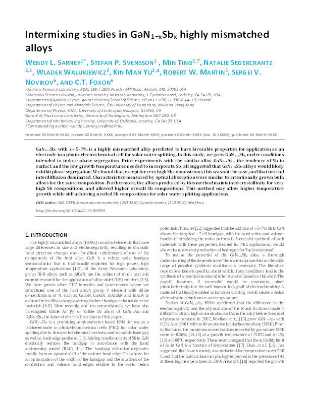 Intermixing studies in GaN_1−xSb_x highly mismatched alloys Thumbnail