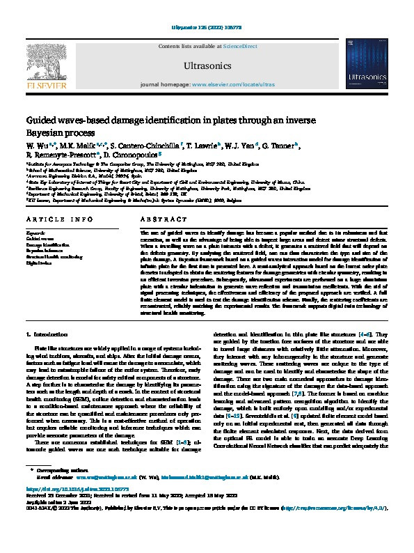 Guided waves-based damage identification in plates through an inverse Bayesian process Thumbnail