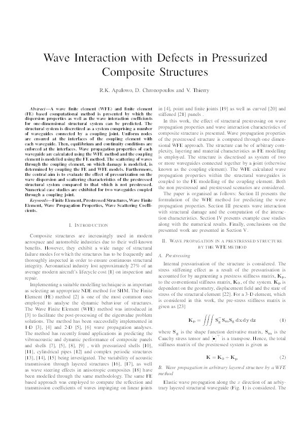 Wave interaction with defects in pressurized composite structures Thumbnail