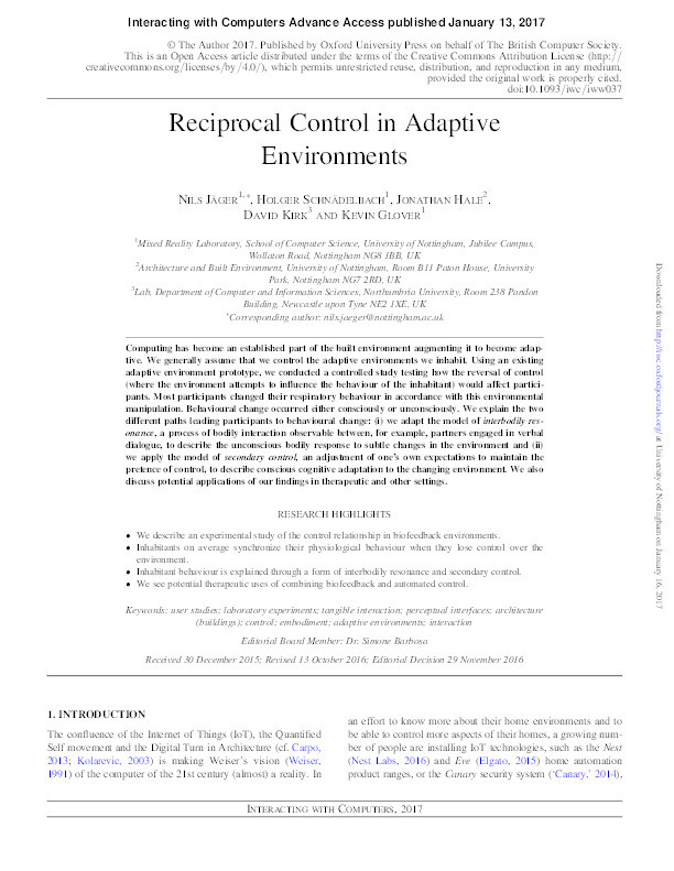 Reciprocal Control in Adaptive Environments Thumbnail