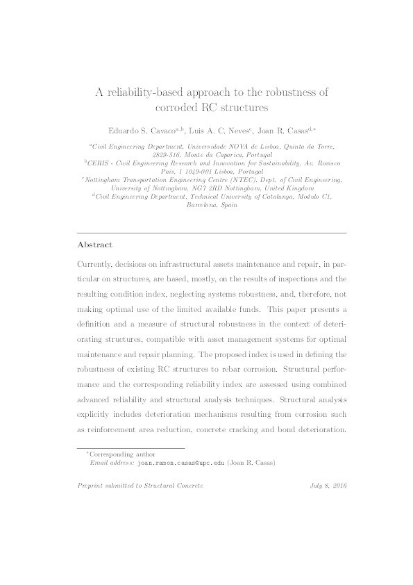 Reliability-based approach to the robustness of corroded reinforced concrete structures Thumbnail