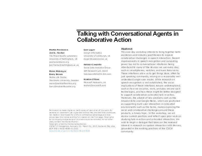 Talking with conversational agents in collaborative action Thumbnail