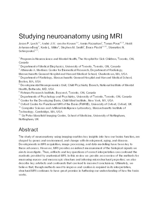 Studying neuroanatomy using MRI Thumbnail
