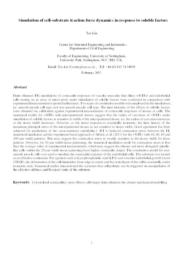 Simulation of cell-substrate traction force dynamics in response to soluble factors Thumbnail