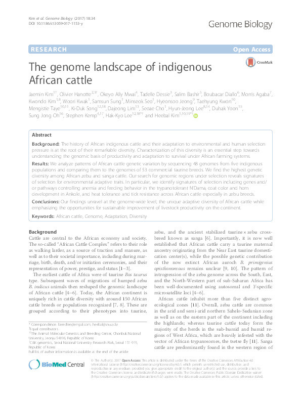 The genome landscape of indigenous African cattle Thumbnail