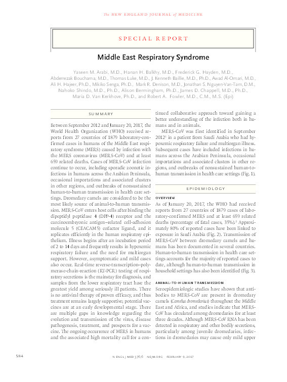 Middle East respiratory syndrome Thumbnail