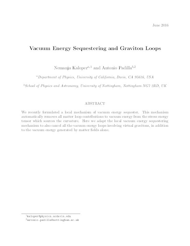 Vacuum energy sequestering and graviton loops Thumbnail