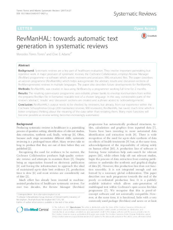 RevManHAL: towards automatic text generation in systematic reviews Thumbnail