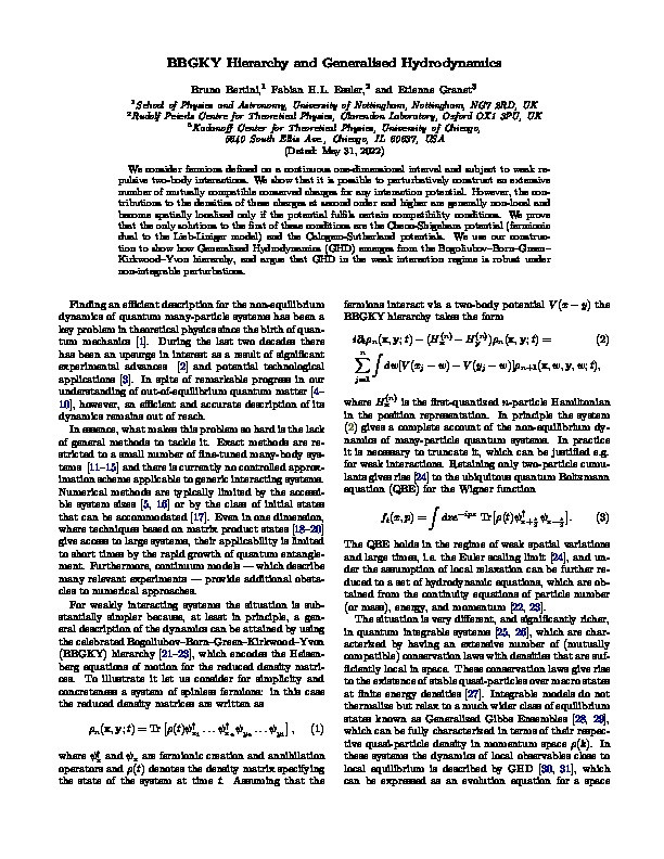 Bogoliubov-Born-Green-Kirkwood-Yvon Hierarchy and Generalized Hydrodynamics Thumbnail