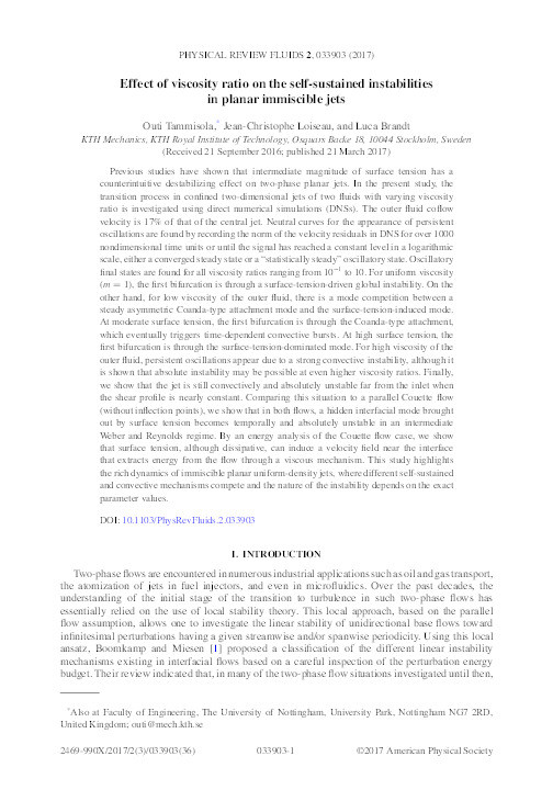 Effect of viscosity ratio on the self-sustained instabilities in planar immiscible jets Thumbnail