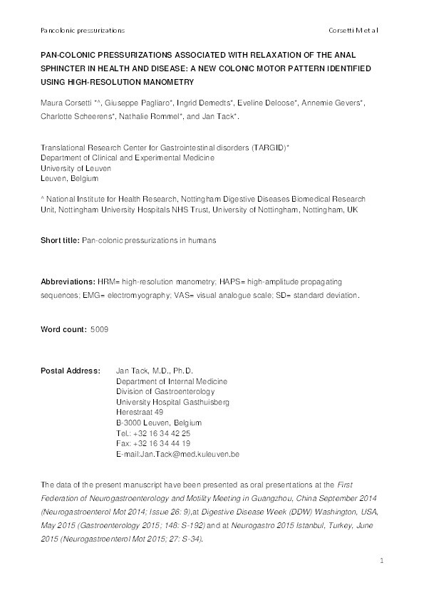 Pan-colonic pressurizations associated with relaxation of the anal sphincter in health and disease: a new colonic motor pattern identified using high-resolution manometry Thumbnail