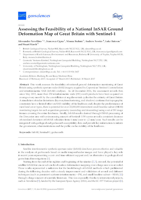 Assessing the feasibility of a national InSAR ground deformation map of Great Britain with Sentinel-1 Thumbnail