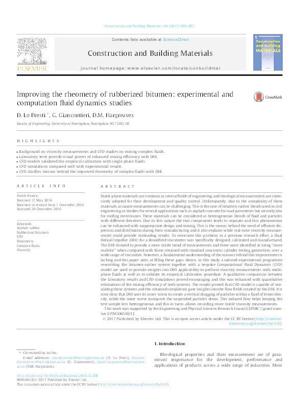 Improving the rheometry of rubberized bitumen: experimental and computation fluid dynamics studies Thumbnail