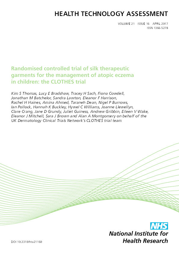 Randomised controlled trial of silk therapeutic garments for the management of atopic eczema in children: the CLOTHES trial Thumbnail