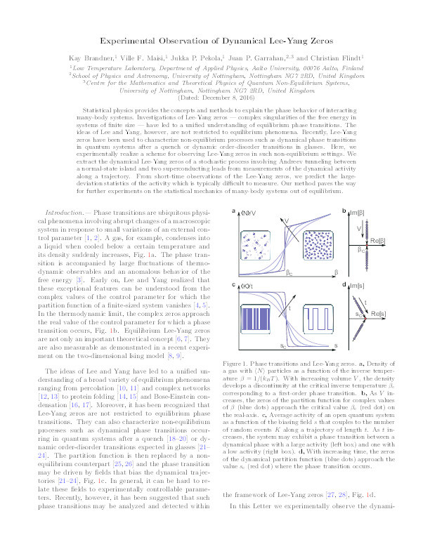 Experimental Determination of Dynamical Lee-Yang Zeros Thumbnail