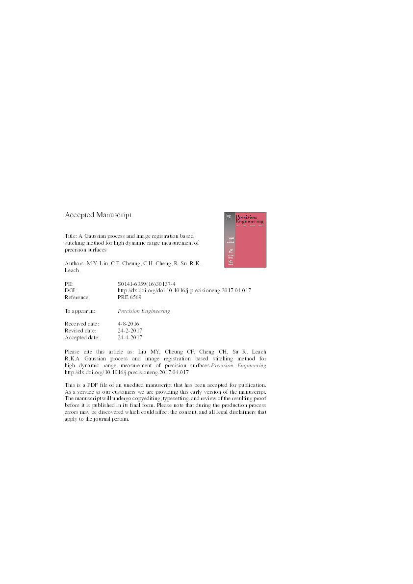 A Gaussian process and image registration based stitching method for high dynamic range measurement of precision surfaces Thumbnail