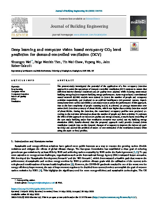 Deep learning and computer vision based occupancy CO2 level prediction for demand-controlled ventilation (DCV) Thumbnail