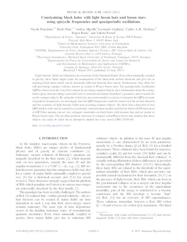 Constraining black holes with light boson hair and boson stars using epicyclic frequencies and quasiperiodic oscillations Thumbnail