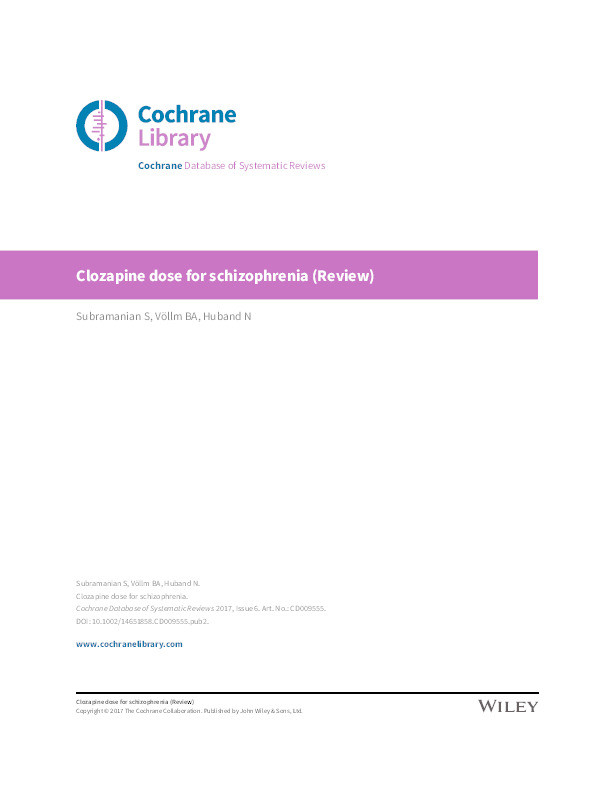 Clozapine dose for schizophrenia Thumbnail