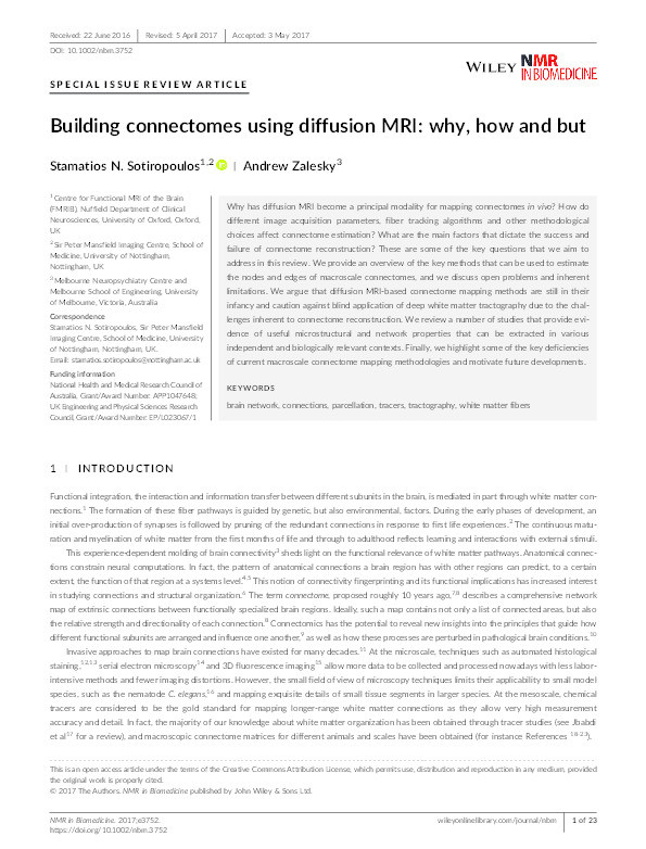 Building connectomes using diffusion MRI: why, how and but Thumbnail