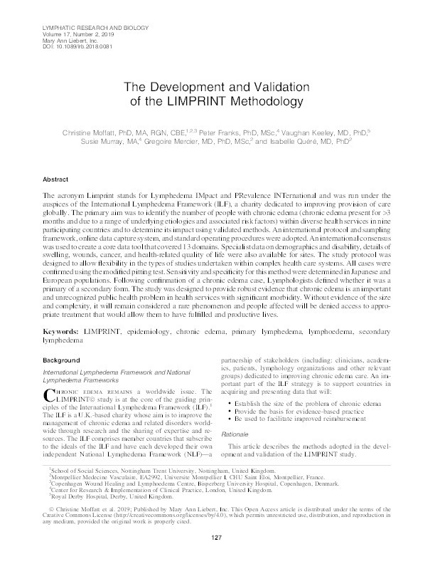 The development and validation of the LIMPRINT methodology Thumbnail