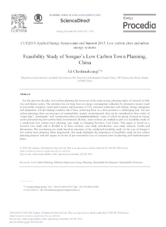 Feasibility study of Songao's low carbon town planning, China Thumbnail