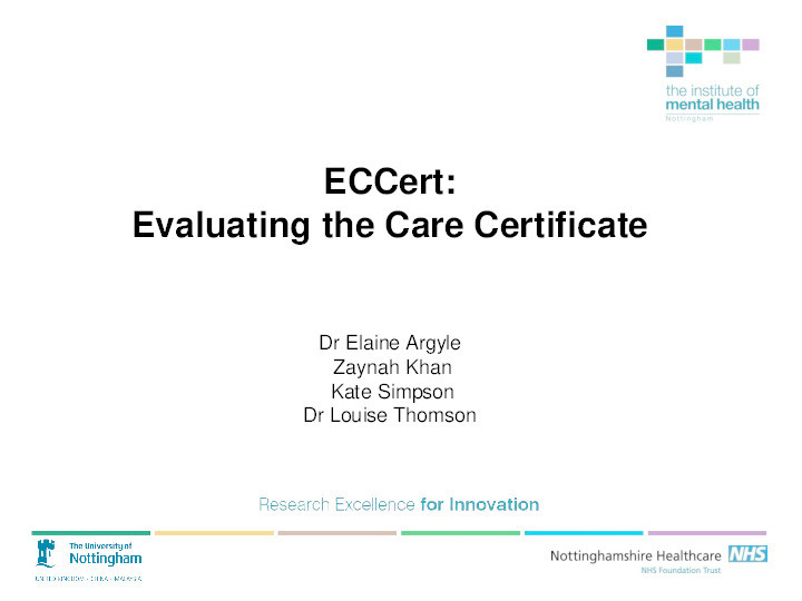 ECCert: Evaluating the Care Certificate Thumbnail
