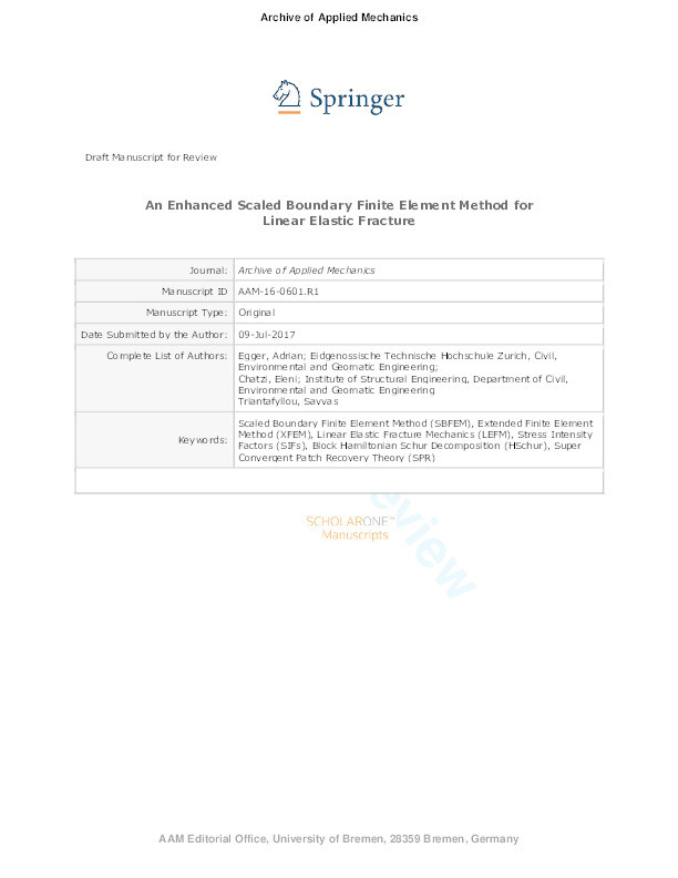 An enhanced scaled boundary finite element method for linear elastic fracture Thumbnail