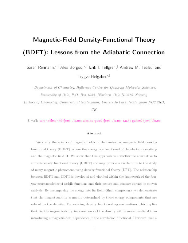 Magnetic-field density-functional theory (BDFT): lessons from the adiabatic connection Thumbnail