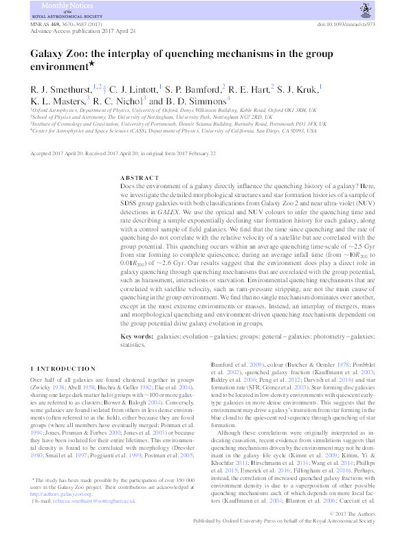 Galaxy Zoo: the interplay of quenching mechanisms in the group environment Thumbnail