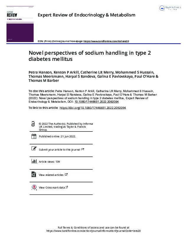 Novel perspectives of sodium handling in type 2 diabetes mellitus Thumbnail