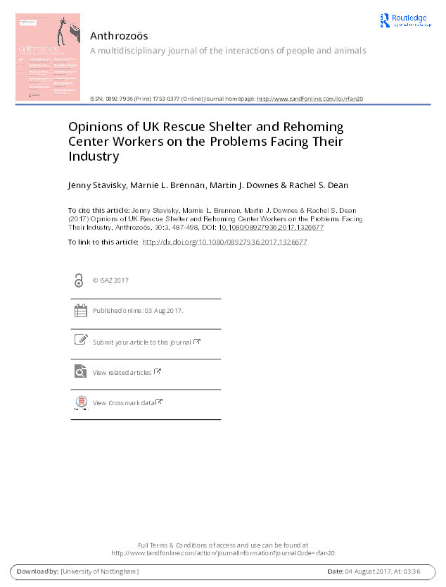 Opinions of UK rescue shelter and rehoming center workers on the problems facing their industry Thumbnail