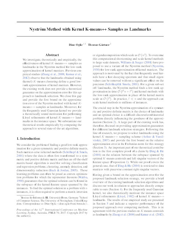 Nyström method with Kernel K-means++ samples as landmarks Thumbnail