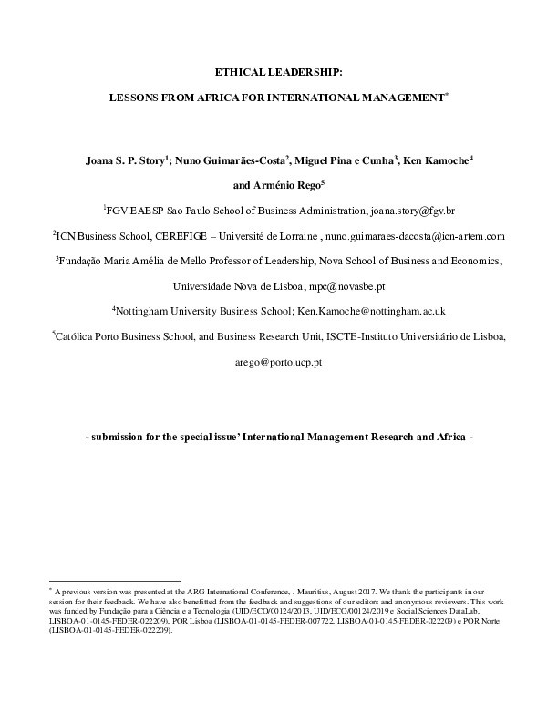 Ethical leadership: African lessons for international management Thumbnail