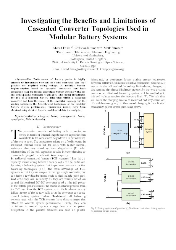 Investigating the benefits and limitations of cascaded converter topologies used in modular battery systems Thumbnail