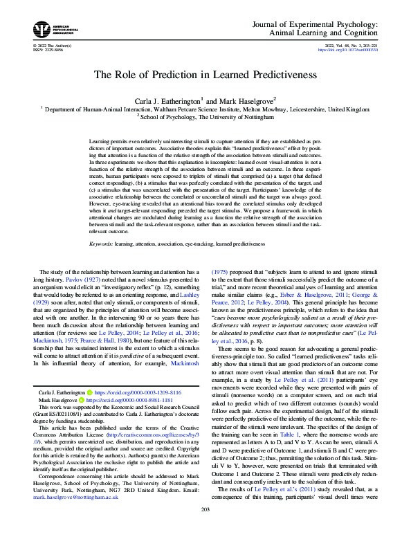 The role of prediction in learned predictiveness. Thumbnail